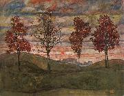 Egon Schiele Four Trees Germany oil painting artist